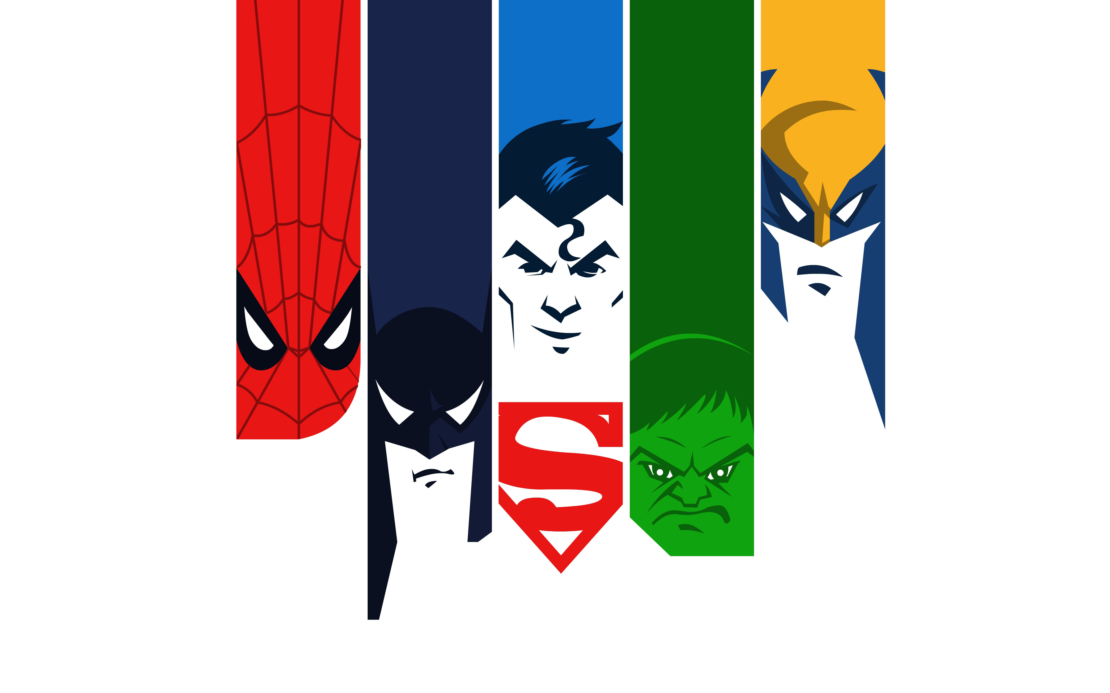 Spiderman Batman Superman Hulk Minimal 4K8727314111